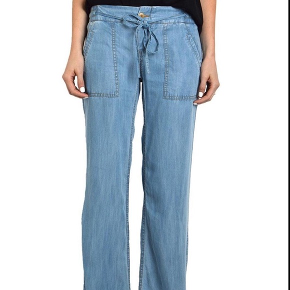 Wide leg chambray pants - Picture 2 of 5